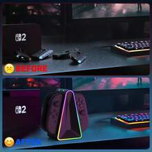 Switch 2 充電底座,Switch 2 Gen 2 充電器適用於 NS2 Joycon 控制器,2.5 小時快速充電站配 RGB 燈,底座充電器兼容 Switch2 遊戲手柄 NS2 Joy-Con 充電器含充電線 - 查看 7