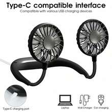 Rechargeable Portable Neck Fan, Hands-Free Neck Hanging Fan, Multi-Function USB Desktop Fan, Suitable For Office Desk, Outdoor Camping, Kitchen Cooling Tool And Accessories, Summer Travel Essential - Multicolor - View 6