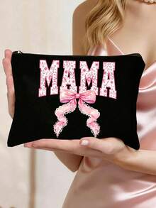 母親節禮物化妝包，媽媽專用化妝包，花卉蕾絲蝴蝶結圖案「Mom」字母，拉鍊盥洗包，適用盥洗用品、化妝品、旅行必需品，大容量收納袋禮物，便攜包，可愛化妝盒，旅行化妝包，臥室裝飾，返校季 - 彩色 - 查看 4