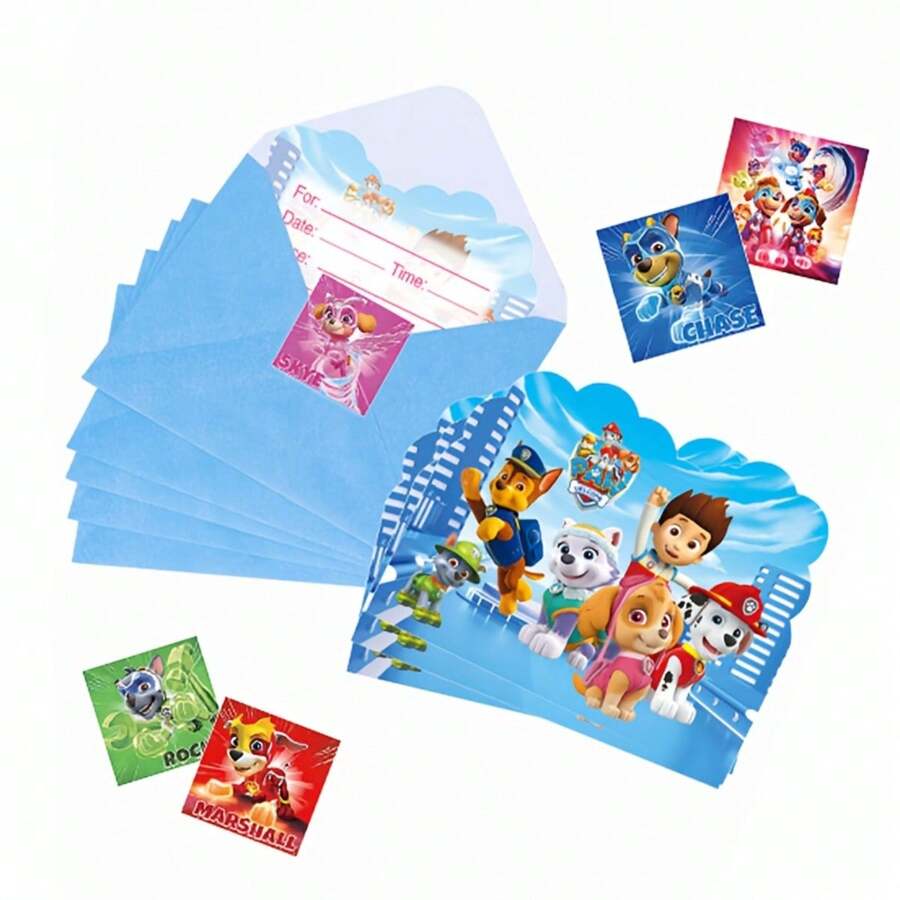 Paw Patrol 汪汪隊立大功派對邀請卡套組 Ryder Chase Skye Everest 派對邀請函 信封貼紙 DIY 信封邀請函 可愛卡通動畫貼紙 新款創意封口貼 派對用品套組 聖誕新年適用 - 多色 - 查看 1
