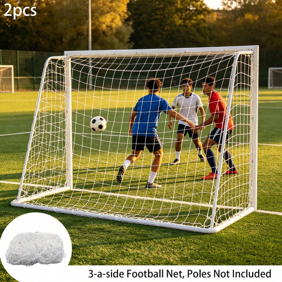 2pcs 3-Player Soccer Goal Net, Father's Day Gift, Not Including Goal Frame, Soccer Training Rebound Net, Beginner Practice Soccer Skills, Indoor/Outdoor Soccer Equipment - White - View 1