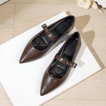 2026 New Mary Jane Shoes For Women, French Style Gorgeous Non-Fatiguing Soft Bottom Versatile Pointed Toe Flat Slip-On Shoes - Brown - View 3
