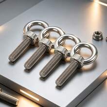 4pcs M10 Stainless Steel Eye Shoulder Bolts, Hex Drive Flat Head Semi-Threaded Bolts With Matching Nuts And Washers, Lifting Hoisting Fastening Screws - A - View 3
