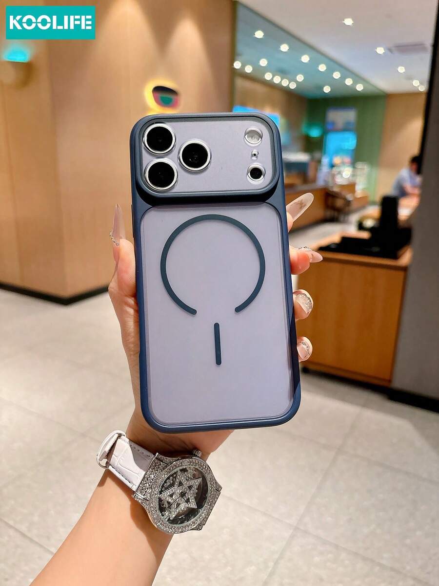Koolife 1pc Navy Blue Matte Magnetic Phone Case, PC+TPU Shockproof Protective Cover, Compatible With MagSafe, Large Camera Window, Anti-Scratch Protective Shell, For IPhone 18 Pro/18 Pro Max/17/17 Pro/17 Pro Max/16/15/14/13