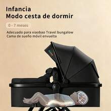 Set de Carriola y Bambineto para Bebé 2 Piezas, Carriola Multifuncional con Cuna Portátil Plegable, Sistema de Viaje Ligero y - Negro - Ver 3