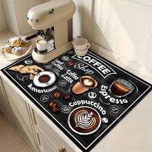 1 buah, Dekorasi Rumah, Alas Penyerap dan Pengering Mesin Kopi, Alas Pengering Piring Meja, Alas Meja Dapur dari Tanah Diatom, Alas Pengering Piring Motif Kopi, Alas Pengering Anti Selip yang Dapat Dicuci, Cocok untuk Bar Kopi Dapur - MultiWarna - View 3
