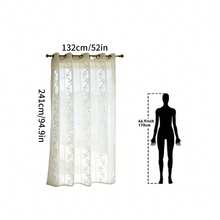 Cortina transparente para exterior com estampa de folhas de outono (1 peça), com design de argolas na parte superior, ideal para gazebo, pátio e varanda. - Branco - Ver 11