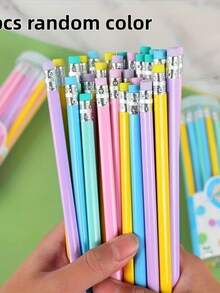 12pcs/6pcs Vibrant Macaron-Colored HB Wooden Pencils, 1.0-1.9mm Lead, Assorted Colors Randomly - Suitable For Drawing Supplies, First Day Of School - Multicolor - View 3