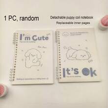 1pc Cute Happy Dog Loose-Leaf Notebook - Random Style - Detachable Diary Notebook, Ins Style High-Quality Notebook, Minimalist Design For High School Students - A - View 11