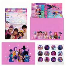 Mattel Bộ 36 thiệp mời sinh nhật, thiệp chúc mừng tiệc tùng, phong bì và sticker nhóm nhạc nữ K-Pop Demon Hunter. - Xem 7