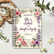 1pc A5 Notebook, Watercolor Floral & Inspirational Slogan Cover, Spiral Bound Journal, Suitable For Back To School, Daily Notes & Life Reflections - A5 - View 1