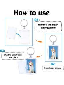 5~100pcs Transparent Blank Acrylic Photo Frame Keychain DIY Detachable Ring Key Chain Gift, Birthday Gift - Multicolor - View 7