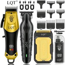 LQT 专业男士理发套装 - 1/2/3/4 件套，迷你无线理发器，USB 充电式修剪器，耳鼻毛修剪器和剃须刀，适合初学者或家庭使用，父亲节礼物，送礼佳品 - 金色 - 查看 1