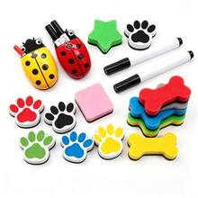 Randomly Selected 3-Piece Set Of Grooved Colorful Erasers - Dust-Free Chalkboard And Whiteboard Erasers With Cartoon Patterns, Suitable For Classroom, Office And Home Use - Learning Supplies For Teachers And Students / Random 6-Piece Set Of Cute Cartoon Dog Paw Chalkboard Erasers, (Red, Green, Blue, Purple, Yellow, Black) 6-Color Combination - Multiple Styles - View 5