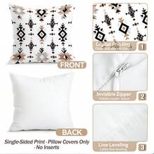4pcs Bohemian Geometric Pattern 4-Piece Set Single-Sided Printed Throw Pillow Sofa Covers - Peach Skin Velvet Pillowcases, Decorative Pillowcases Suitable For Living Room Sofa Bedroom, Pillow Inserts Not Included - Multicolor - View 5
