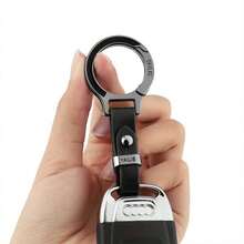 1pc Leather & Alloy Keychain, Simple Alloy Key Ring Accessory For Car & Home Use - One Size Fits All - View 2