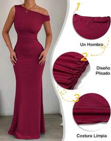 Women's Long Sleeveless Dress With Train, Colored For Wedding, Date, Ceremony And Events - Rojo - View 7