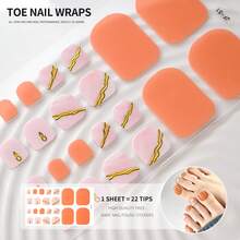 132pcs Toe Nail Stickers, 6 Sheets Full Cover Self-Adhesive Toenail Wraps, Marble Gradient Gold Foil Floral Pattern Nail Polish Strips, Waterproof Removable Pedicure Decals For Women Daily Summer Nail Art - Multicolor - View 7