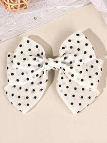 1 Stück Schwarz-Weißer Polka-Dot Schleifen-Haarclip, Feen-Stil Vintage Polka-Dot Krokodil-Clip, Mädchen Urlaubs-Lässig-Urlaub Haaraccessoire, geeignet für Teenager - Verschiedenfarbig - Übersicht 1