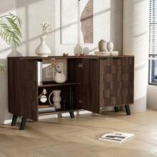 Modern Four-Door Sideboard, 150*35*78cm Storage Cabinet With PVC Handles & Legs, Practical Multipurpose Furniture For Living Bedroom Dining Room - View 5