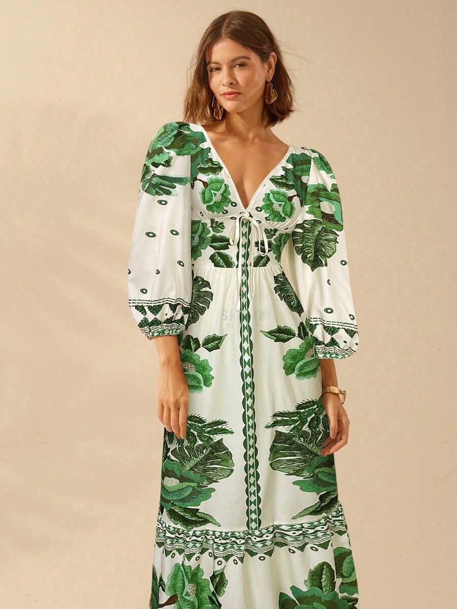 Women Midi Dresses - Green - View 1