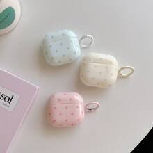 Estuche para auriculares con diseño minimalista de lunares rosas + Juego de anillo colgante, compatible con Apple Pro2/ Pro/ 4/ 3/ 2 - Estrellas rosas - Ver 5