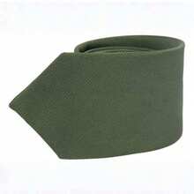 Set Of 5 Light Gray Formal Ties For Groomsmen, Weddings, Events, And Conferences - 橄欖綠 - 查看 4