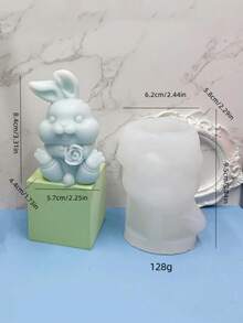 新款 3D 兔子抱花蠟燭矽膠模具，DIY 復活節彩蛋兔子手工蠟/石膏模具 - A-白色 - 查看 8