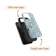 24h Shipping From DE Apple 17 16 15Pro Max PlusBlue Zebra Print Phone Case, Light Blue Soft Aesthetic, Pastel Animal Print Cover For IPhone 17 16 15 14 13 12 11 Air Pro Max Plus SamsungSamsung 23 24 25 26 - 1 Piece Of Picture Color - View 2