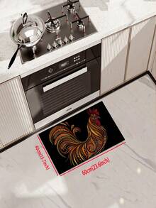 1/2 piezas Alfombra y Tapete de Cocina con Gallo, Alfombra de Cocina con Gallo de Granja, Tapete de Cocina con Pollo Negro para Fregadero, Decoración de Cocina Campestre - Multicolor - Ver 16