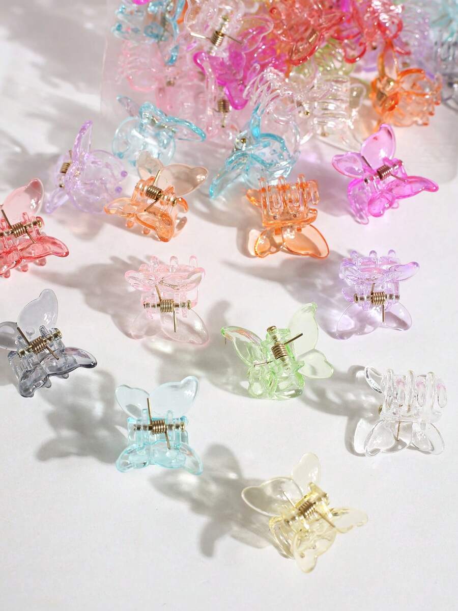 15/20/30pcs Mini Flower Shaped Claw Clips, Brown Tone Small Hair Clips For Bangs & Flyaways