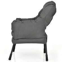 Sillón Individual Moderno de Tela de Poliéster Lifezeal con Bolsillo Lateral, Azul Marino/Beige/Gris/Marrón - Gris - Ver 4