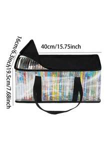 1pc Foldable CD DVD Organizer, 1Pc Clear Disc Storage Bag With Reinforced Handle For Media, Books, Files, Closet & Shelf - Black - View 8