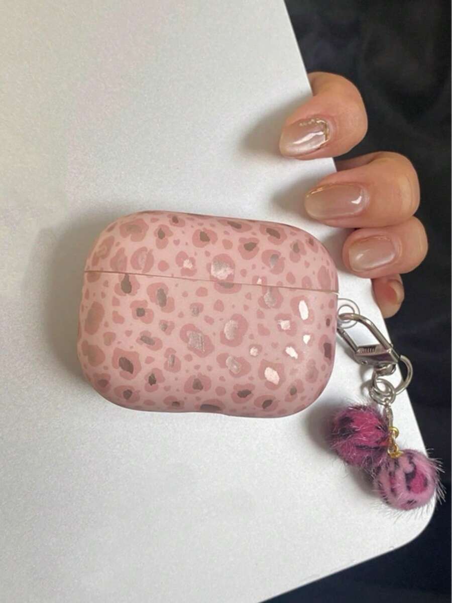 Autumn/Winter Leopard Print Color Block 4/Pro 3/Pro 2/3rd Gen/2nd Gen Apple Earphones Protective Case, Fashionable Design For Women - Baby Pink - View 1