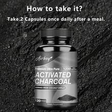 XEMENRY Activated Charcoal Capsules - Supports Respiratory And Immune System Health, Promotes Liver And Kidney Detoxification, Non-GMO - 120pcs - Two bottle - More favorable(兩瓶) - 查看 4
