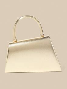 1 Piece White PU Material Flap Clutch Bag With Luxury Metal Decoration, Showing Fashion And Elegance, Suitable For Holding, Carrying, Wearing On The Shoulder Or Crossbody, P - 駝色 - 查看 4