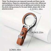 1pc Leather & Alloy Keychain, Simple Alloy Key Ring Accessory For Car & Home Use - One Size Fits All - View 4