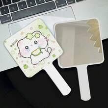 1个可爱青苹果猫手持镜，学生宿舍可爱手提镜，化妆镜/高清镜，化妆必备工具，可用于贴睫毛和画眼线 - 彩色 - 查看 2