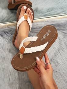 New Summer Women's Flip Flops, Sexy Open Toe, Comfortable & Versatile, Lightweight & Breathable, Fashionable Thick-Soled Sandals, Suitable For Beach, Vacation, Dates, Indoor Wear - Beige - View 6