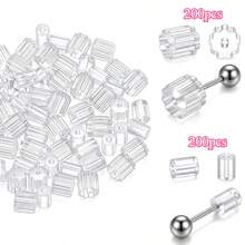 KMEOSCH 100/200/400/600pcs Transparent Silicone Earring Backs Replacement, Soft Earring Plugs, Suitable For Studs And Fish Hook Earrings, Low Sensitivity Secure Lock Backs, Suitable For Heavy Earrings, 2 Sizes - Clear - View 8