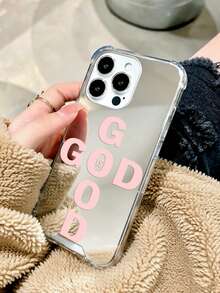 1個個性化粉色GOD標語圖案印花鏡面壓克力防摔手機殼，適用於 13/11/17/17pro/16/14/15/15pro/15 Plus/15 Promax/7plus/8plus/X/Xs Max/Xr/11pro/12pro/13pro/14pro/12mini/13mini/11promax/12promax/13promax/14promax/14plus/17pro Max/17Air/6/6s Plus/7/8/16Pro/16plus/16promax/Se2/17promax&適用於 Galaxy/A54/A14/A12/A13/A15/A32/A33/A24/A52S/S20/S21/S22/S23/S24/S23Plus/S24ultra/S25/A15/A33/A23 - 彩色 - 查看 2