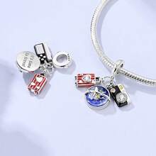 1pc S925 Sterling Silver Travel Theme Bead Charm, Original Design With Hot Air Balloon, Eiffel Tower And Cruise Ship; Enamel Pendant With Diamond Accents; Suitable For Bracelets And Necklaces; A Globe-Themed Handmade Souvenir Accessory; Capture Travel Memories; Perfect For DIY Projects And Daily Wear - Multicolor - View 10