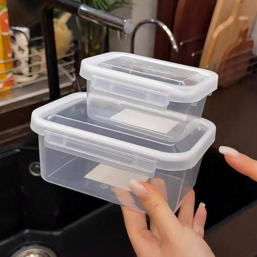 pdva 1個迷你透明塑膠食物儲存盒,附翻蓋,可重複使用的小型氣密零食收納盒,適用於水果、蔬菜、香料、調味料,冰箱便攜備餐儲存盒 - 無色 - 查看 1