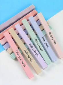 [Customized] 6/12pcs Soft Fluorescent Highlighter Set - Random Colors, Flat Tip Design, No Smudging, No Leaking, Plastic Material - Suitable For Journaling, Office Work And Professional Use, Perfect For Back To School Season - Multicolor - View 3