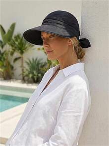 1pc Colorful Ribbon Summer Women's Sun Hat, Adjustable Sun Protection, Suitable For Ponytail Wear, Fashionable And Versatile - Multicolor - View 10