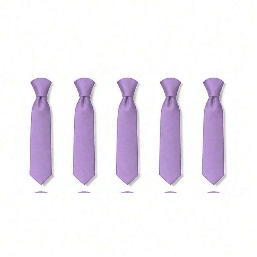 Set Of 5 Light Gray Formal Ties For Groomsmen, Weddings, Events, And Conferences - Lila Púrpura - Ver 1