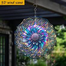 1個 3D彩色花瓣亮麗旋轉裝飾,10in*10in 附旋轉掛鉤,360° DIY創意風車,無需電力,適用於居家、露台、戶外裝飾 (不含吊飾),隨機款式 - A - 查看 4