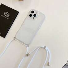 1pc Minimalist Transparent Wave Lens Full Coverage Protective Phone Case, Fashionable, Suitable For Outdoor, Travel, Running, Office Work, Unisex, Compatible With Apple// Phones - Clear - View 6