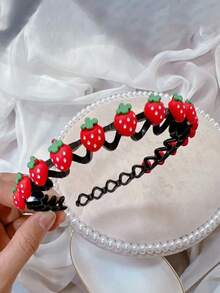 1pc Strawberry Shaped Cartoon Headband, Non-Slip Design, Can Fix Hairstyle, Suitable For Teenagers As Hair Accessory And Tool To Tidy Messy Hair, Girls Hair Accessory - Multicolor - View 4
