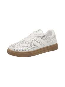 2026 New Solid Color Casual Fabric Lace-Up Versatile Women's Outdoor German Trainer Sneakers - Silver - View 3